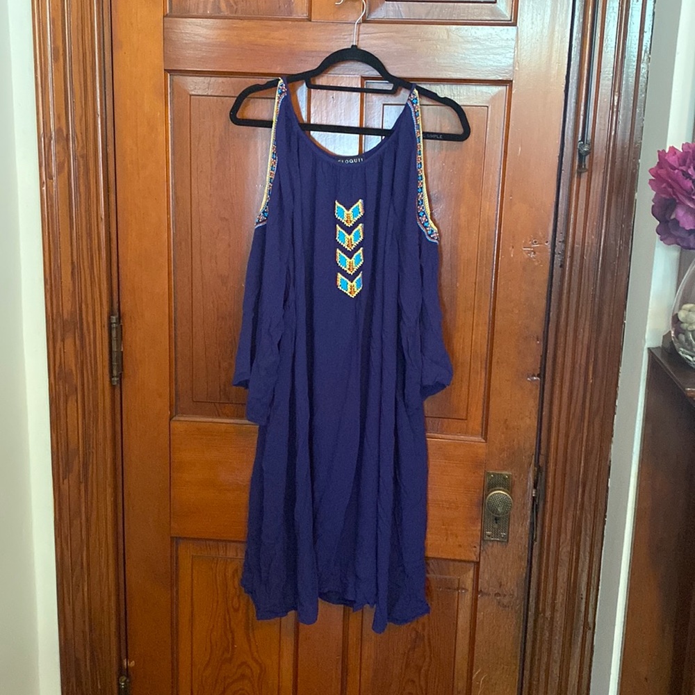 Eloquii, Size 24, Navy bathing suit cover-up with beaded detailing
